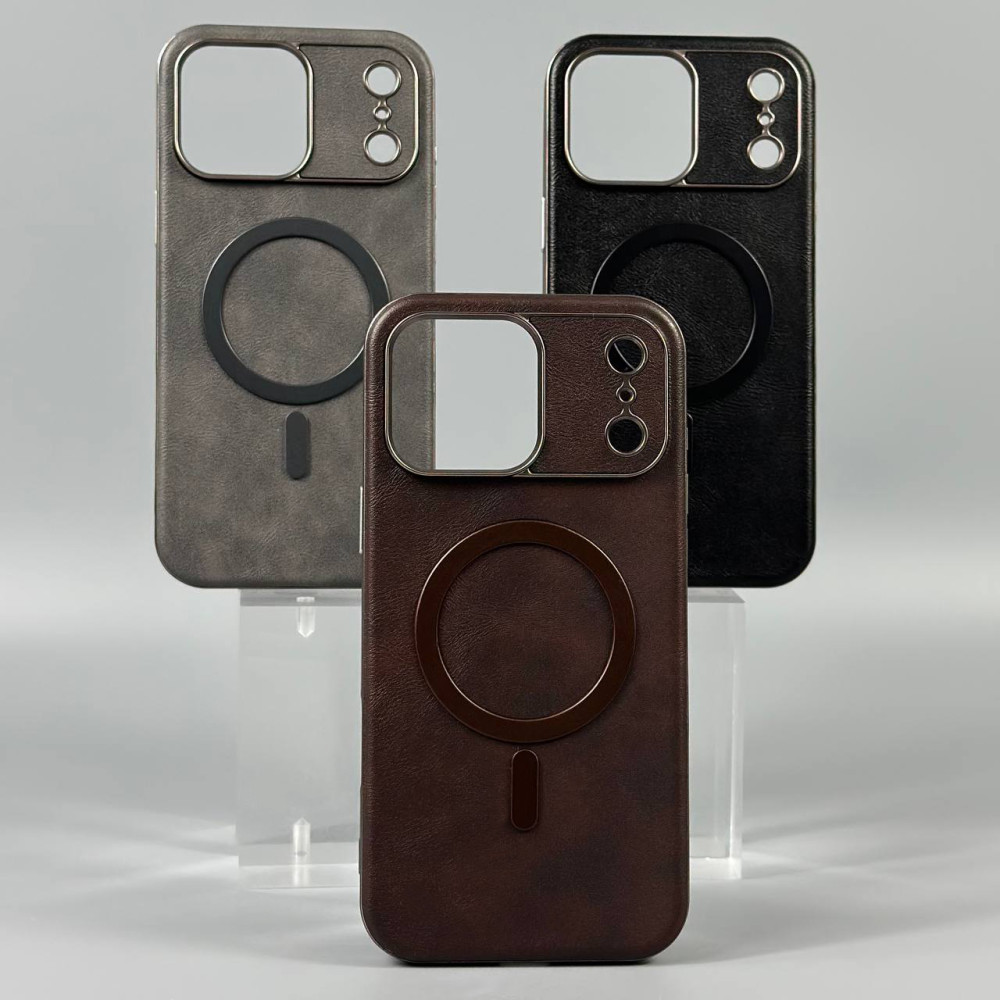 Накладка Leather Magnetic Case with Metal Frame iPhone 17 Pro Max