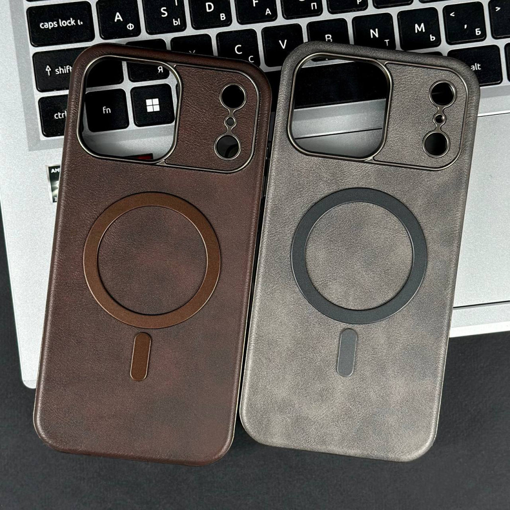 Накладка Leather Magnetic Case with Metal Frame iPhone 17 Pro Max