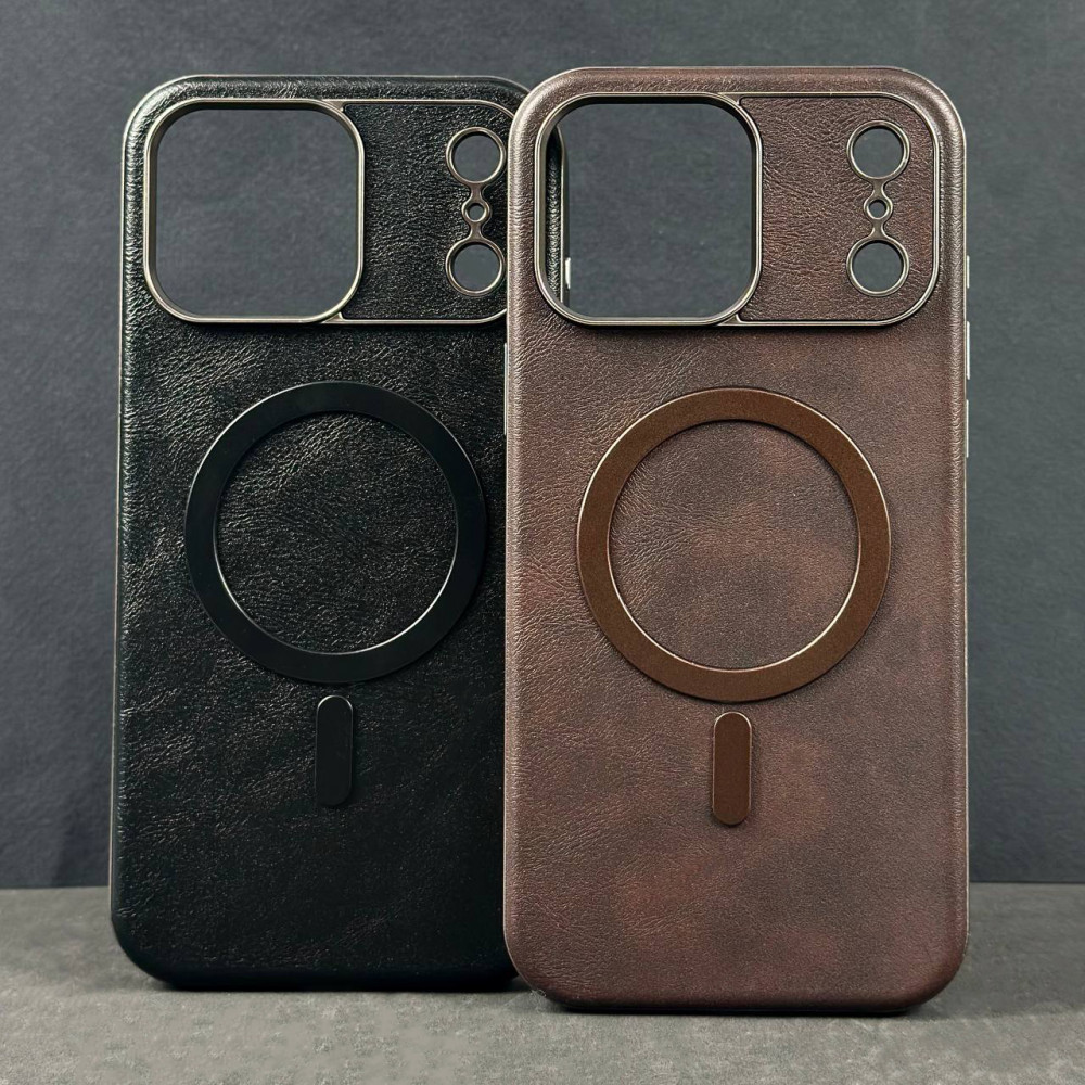 Накладка Leather Magnetic Case with Metal Frame iPhone 17 Pro Max