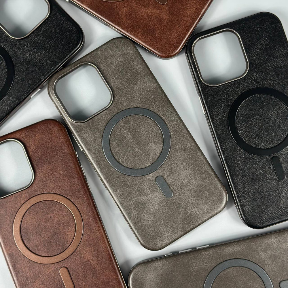 Накладка Leather Magnetic Case with Metal Frame iPhone 15 Pro