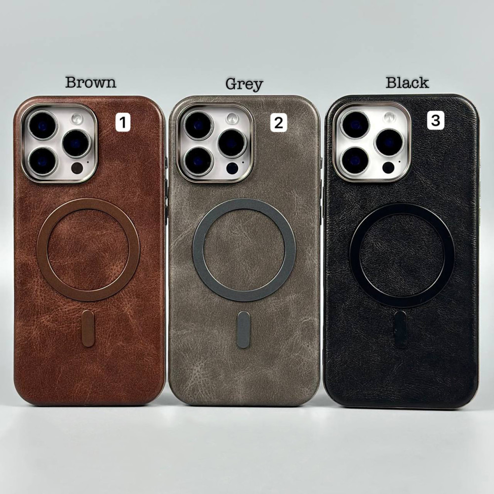 Накладка Leather Magnetic Case with Metal Frame iPhone 15 Pro