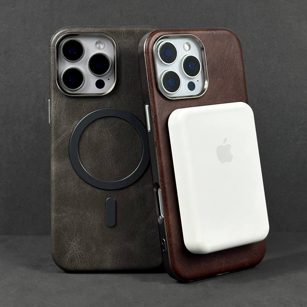 Накладка Leather Magnetic Case with Metal Frame iPhone 15 Pro
