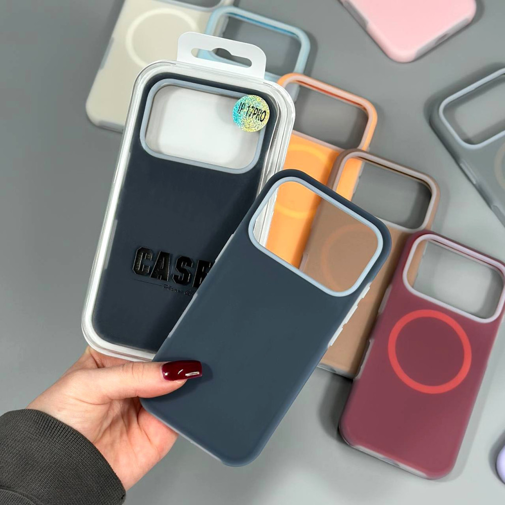 Накладка Silicone Case Matte Neon Magnetic Box iP 14 Pro