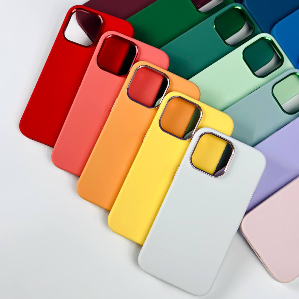 Накладка Silicone Case Full Protective Metal Frame LOGO Box iPhone 15