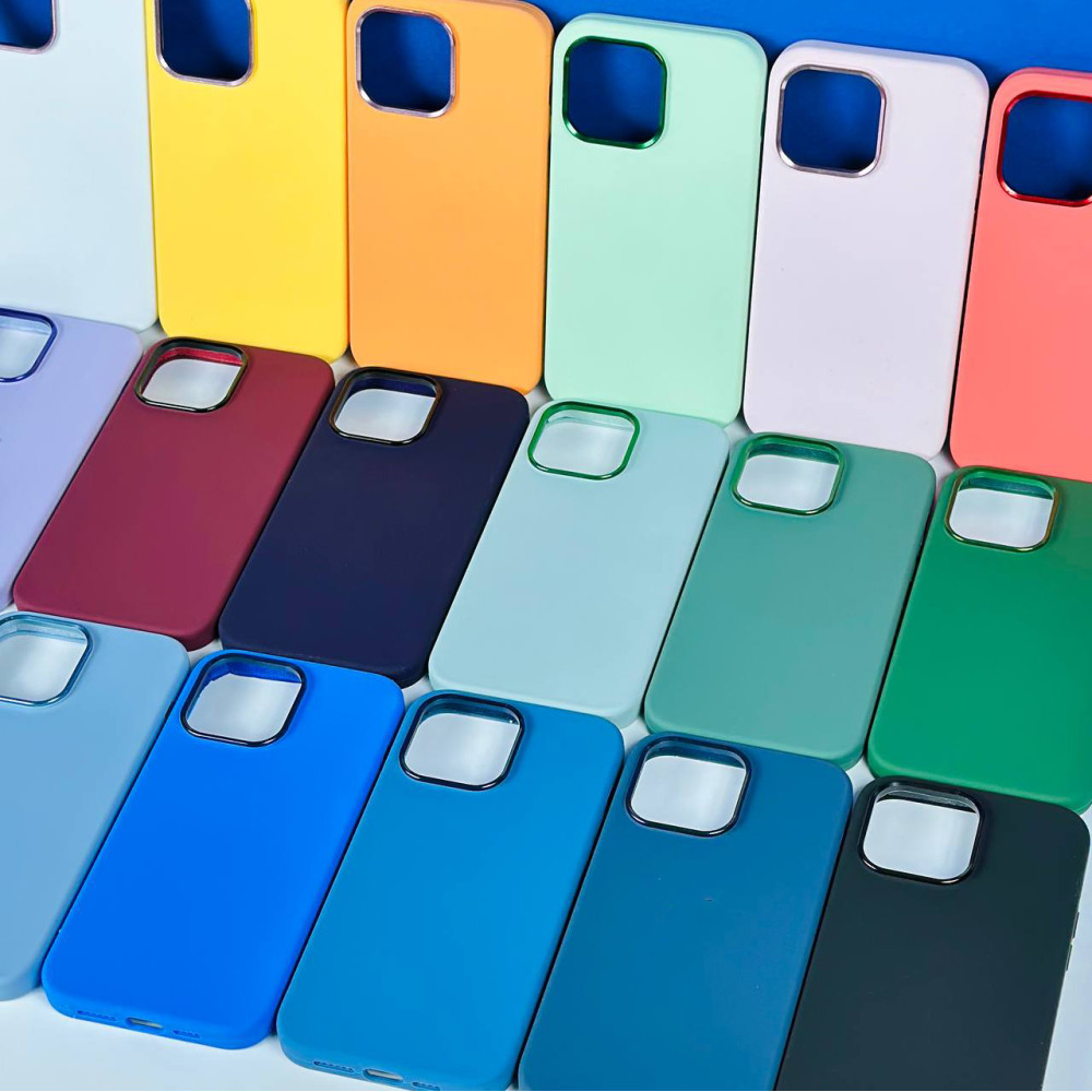 Накладка Silicone Case Full Protective Metal Frame LOGO Box iPhone 15