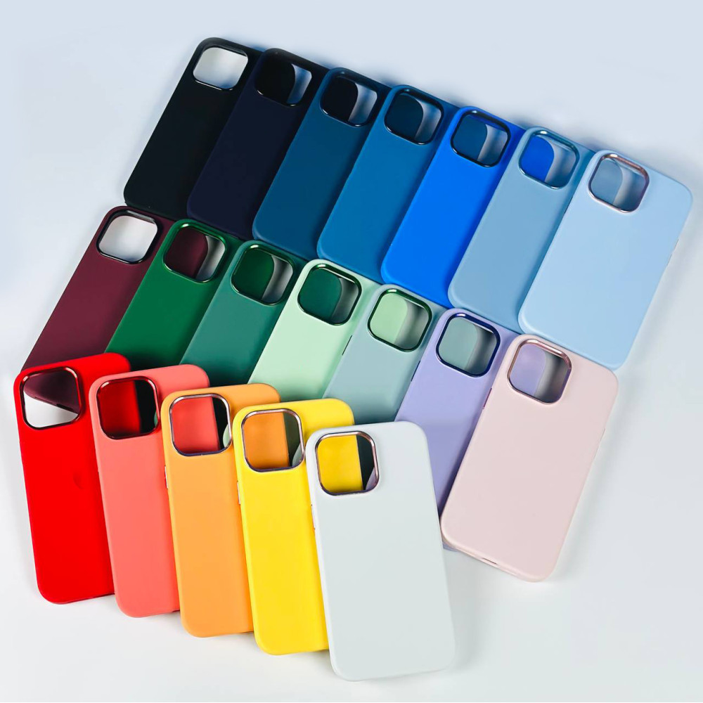Накладка Silicone Case Full Protective Metal Frame LOGO Box iPhone 15