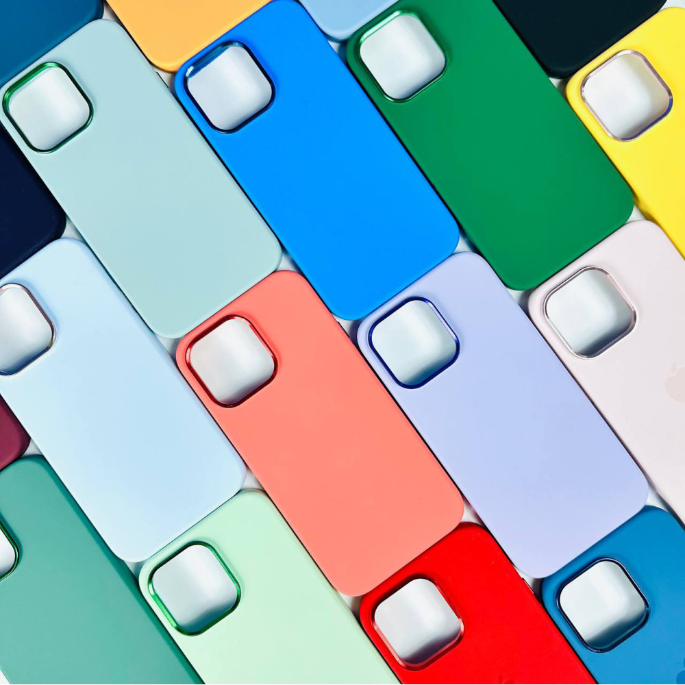 Накладка Silicone Case Full Protective Metal Frame LOGO Box iPhone 15