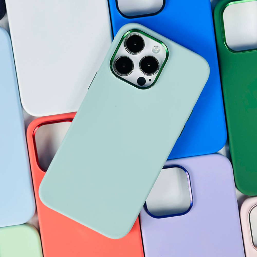 Накладка Silicone Case Full Protective Metal Frame LOGO Box iPhone 15