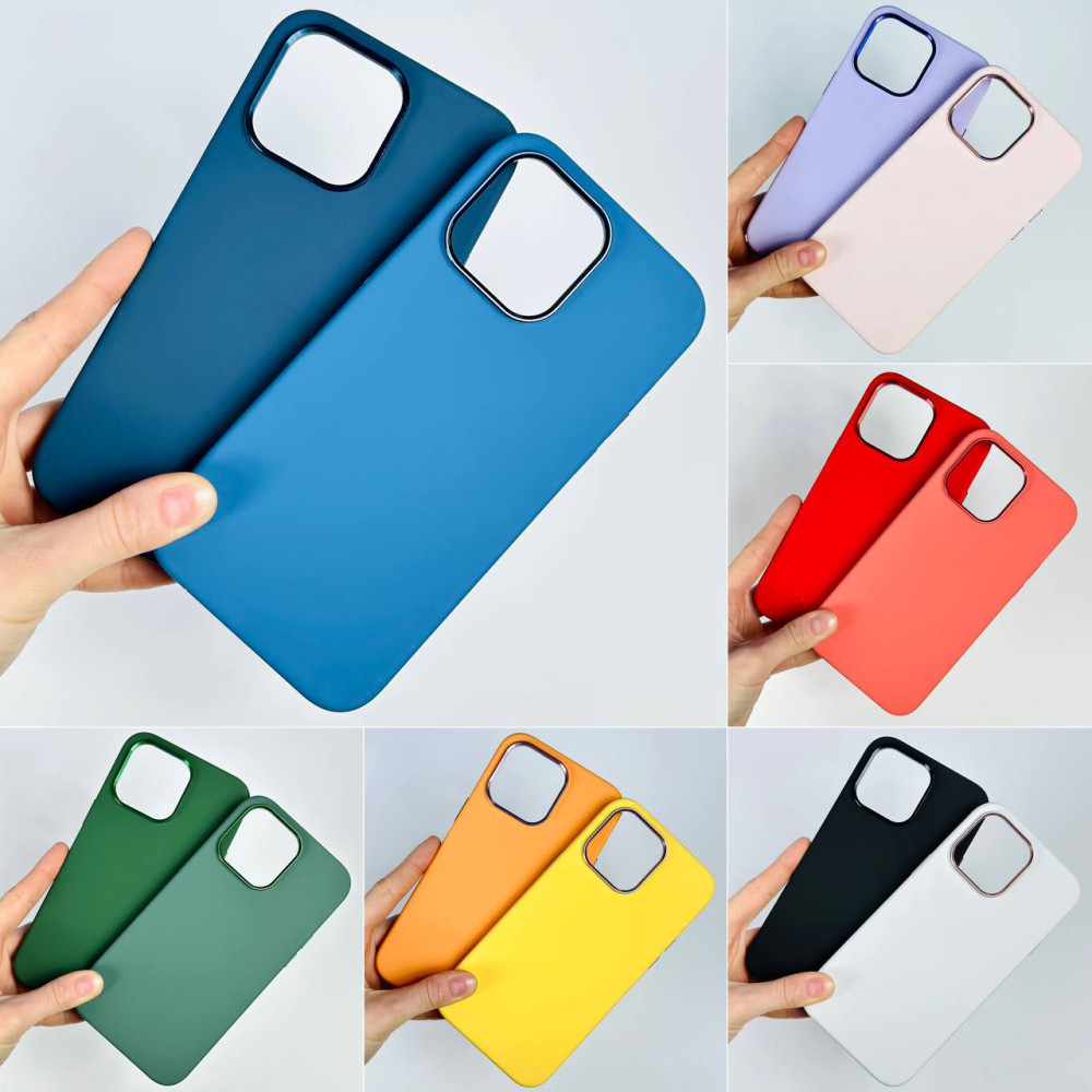 Накладка Silicone Case Full Protective Metal Frame LOGO Box iPhone 15