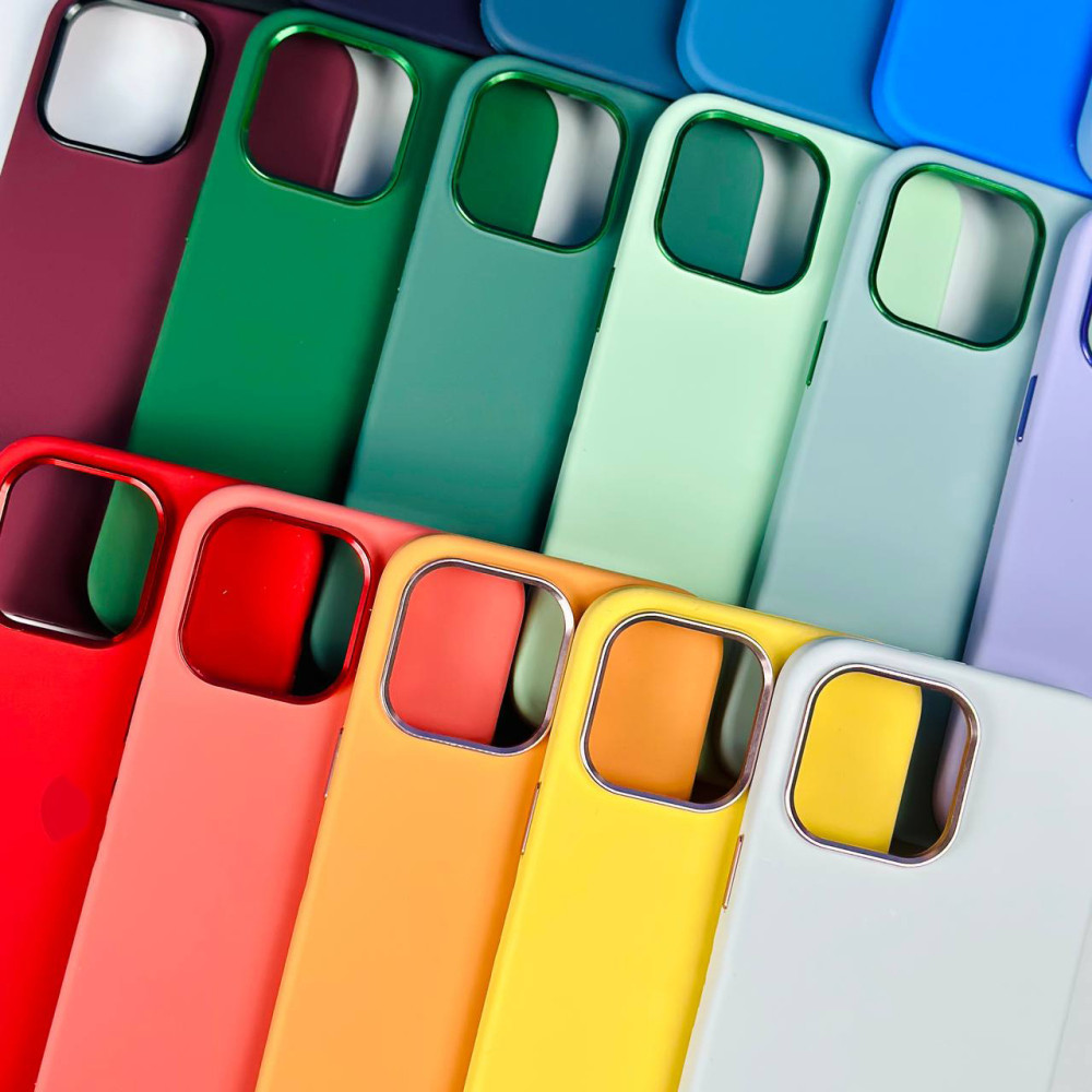 Накладка Silicone Case Full Protective Metal Frame LOGO Box iPhone 15