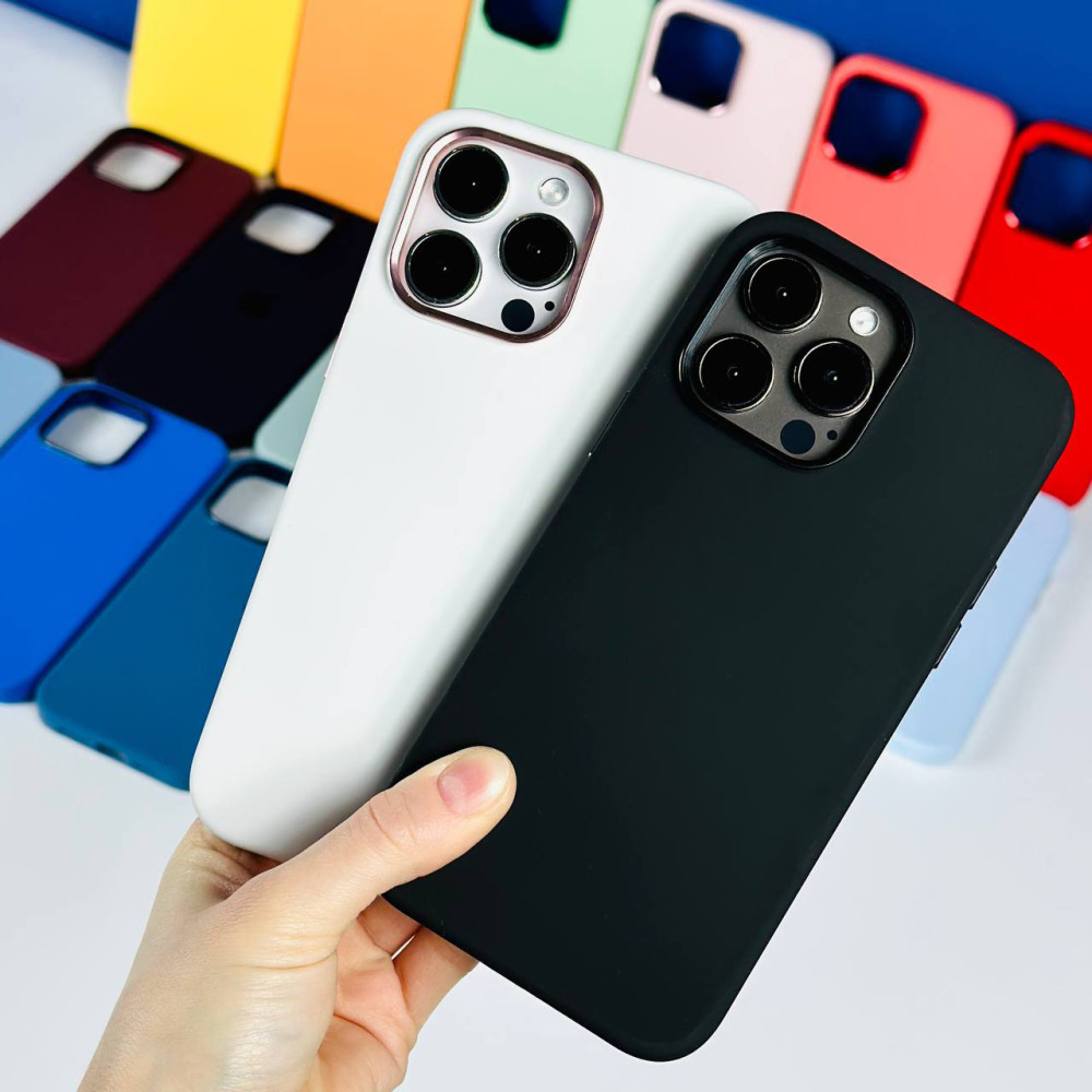 Накладка Silicone Case Full Protective Metal Frame LOGO Box iPhone 15