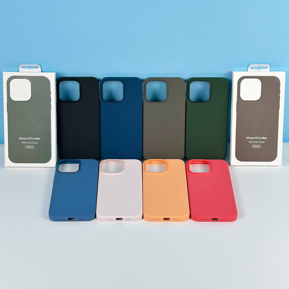 Накладка Silicone Case Premium quality+IC+Box+Magnetic LOGO iPhone 15