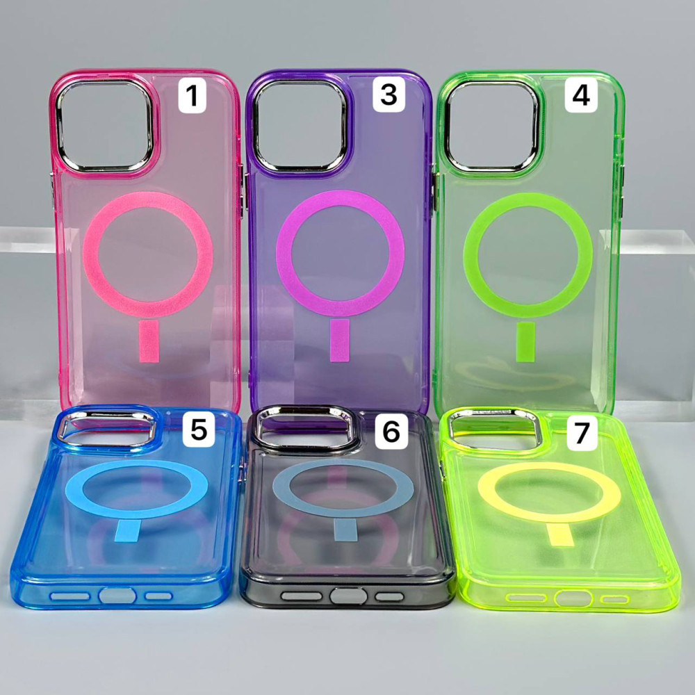 Накладка Silicone Colorful Case Silver Frame Magnetic iPhone 13 Pro Max