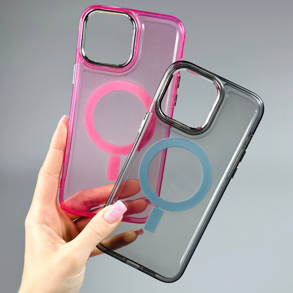 Накладка Silicone Colorful Case Silver Frame Magnetic iPhone 13 Pro Max