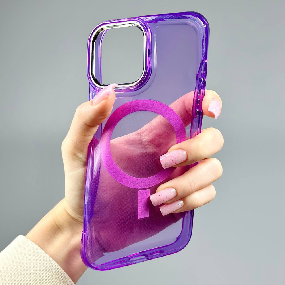 Накладка Silicone Colorful Case Silver Frame Magnetic iPhone 13 Pro Max