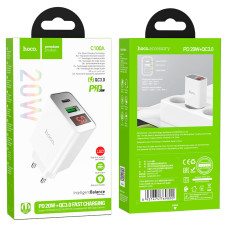 Мережевий зарядний пристрій Hoco C100A PD20W+QC3.0