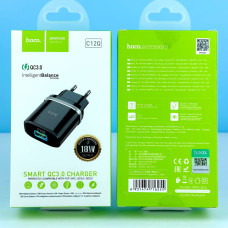 Мережевий зарядний пристрій Hoco C12Q 1USB Smart QC3.0 18W Швидка зарядка