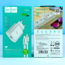Мережевий зарядний пристрій Hoco C94A Metro PD20W Type-C to Lightning