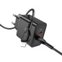 Мережевий зарядний пристрій Hoco N35 Streamer dual-port PD45W(2C) Type-C to Lightning EU