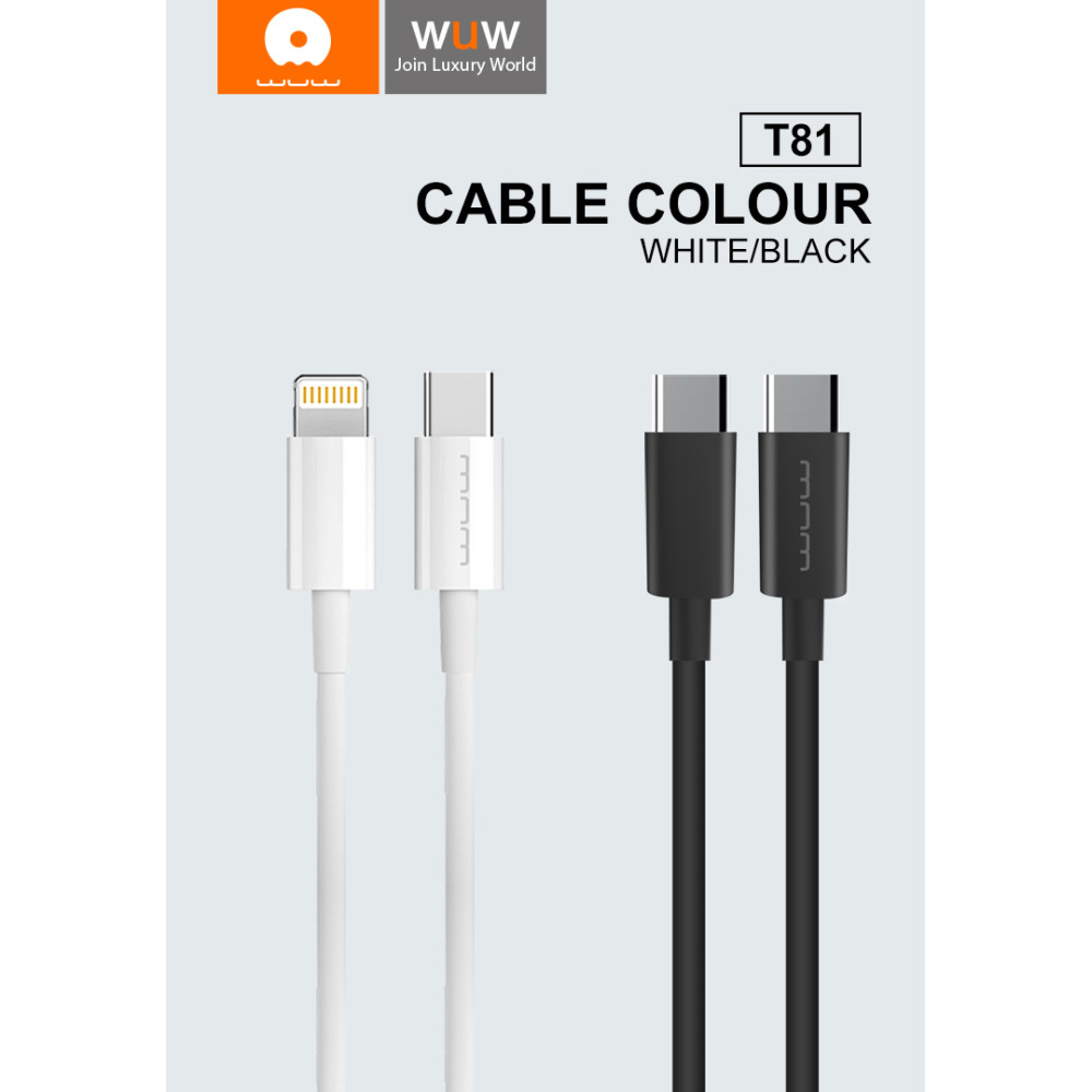 Мережевий зарядний пристрій WUW T81 PD20W Type-C to Type-C