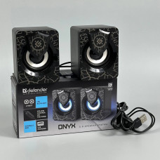 Колонка комп'ютерна DEFENDER 2.0 Onyx з RGB підсвічуванням 6Вт, від USB (8,5*6,5*6,5 см)