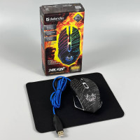 Набір Defender Мишка дротова Dark Agent GM-590L з RGB (DPI:12800) + килимок