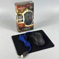 Набір Defender Мишка дротова Forced GM-020L з RGB (DPI:3200) + килимок