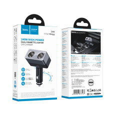 Розгалужувач прикурювача in-car Hoco Z65 Smart 240W (2 прикурювачі)