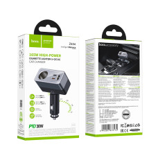 Розгалужувач прикурювача in-car Hoco Z65A Smart 165W (1 прикурювач+USB+2Type-C)