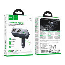 Розгалужувач прикурювача in-car Hoco Z65B Smart PD30W+QC3.0 (2 прикурювачі+USB+Type-C)