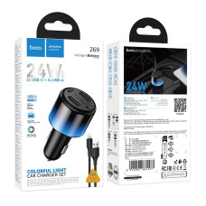Автомобільний зарядний пристрій Hoco Z69 Vivido PD12W+12W Lightning
