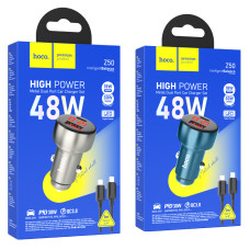 Автомобільний зарядний пристрій Hoco Z50 Leader PD30W+QC3.0 48W Type-C to Lightning