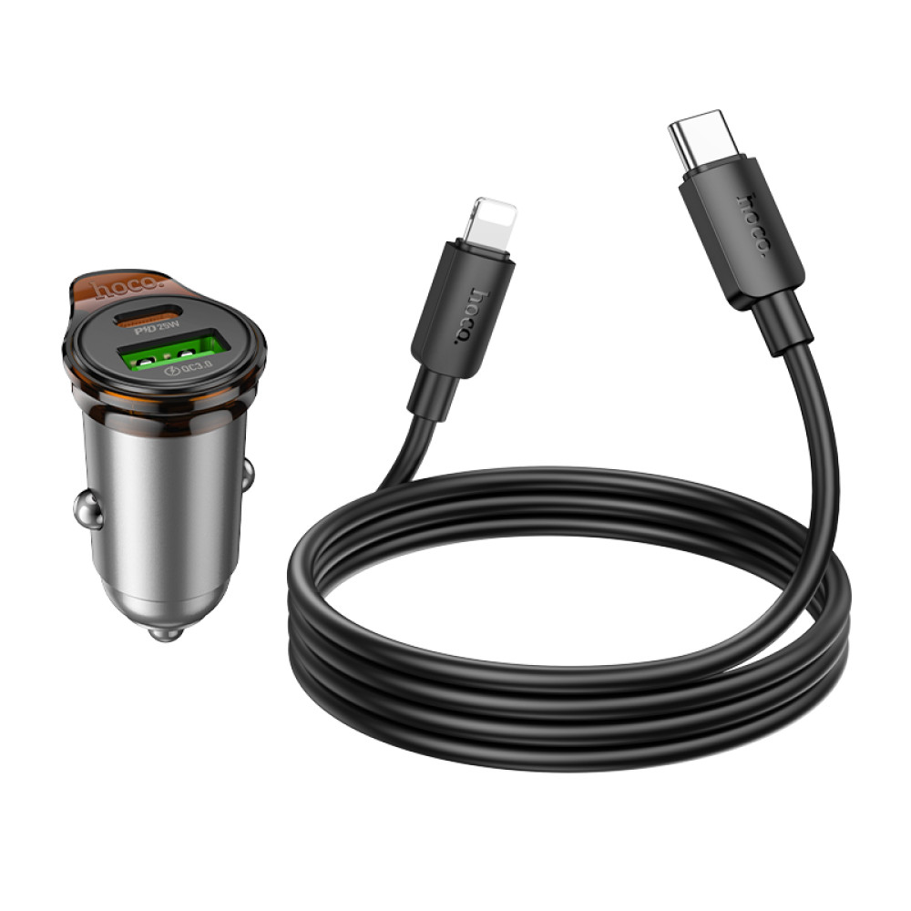 Автомобільний зарядний пристрій Hoco NZ16A Rigorous PD25W+QC3.0 Type-C to Lightning