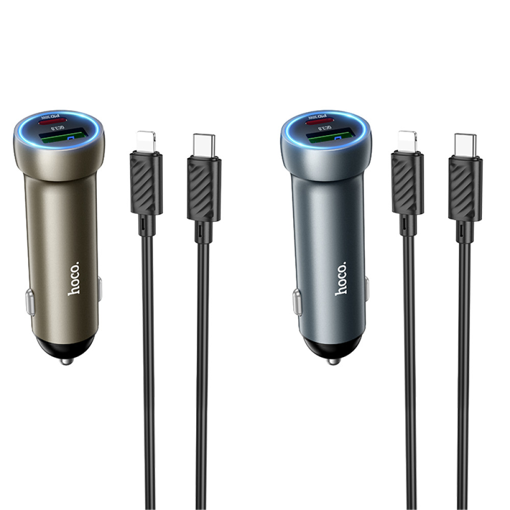 Автомобільний зарядний пристрій Hoco Z54A Prosperous PD30W+QC3.0 Type-C to Lightning