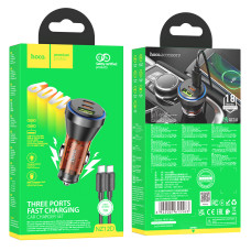 Автомобільний зарядний пристрій Hoco NZ12D Lucky PD60W+QC3.0 Type-C to Type-C