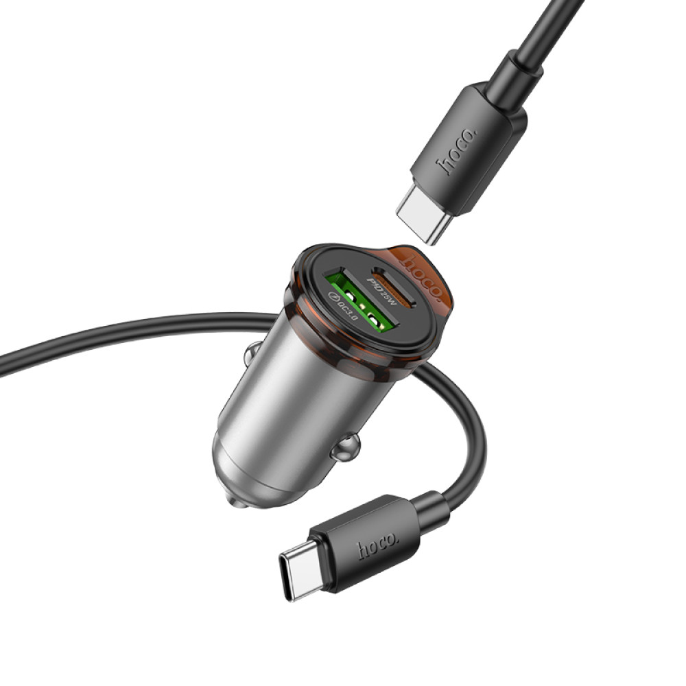 Автомобільний зарядний пристрій Hoco NZ16A Rigorous PD25W+QC3.0 Type-C to Type-C