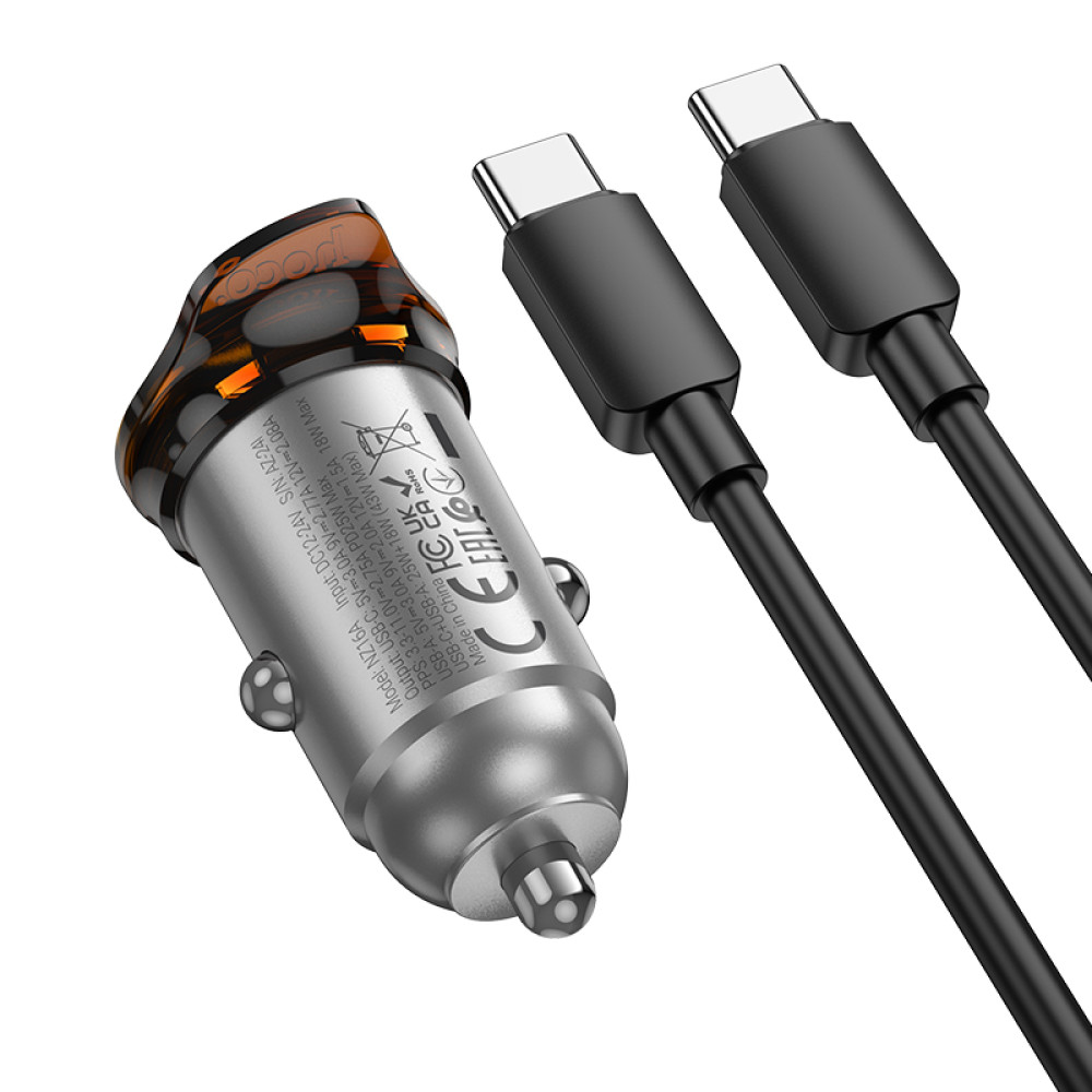 Автомобільний зарядний пристрій Hoco NZ16A Rigorous PD25W+QC3.0 Type-C to Type-C