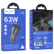 Автомобільний зарядний пристрій Hoco Z57B Glorious PD45W+QC3.0 Type-C to Type-C