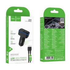 Автомобільний зарядний пристрій Hoco Z63A Barry PD30W+12W Type-C to Type-C