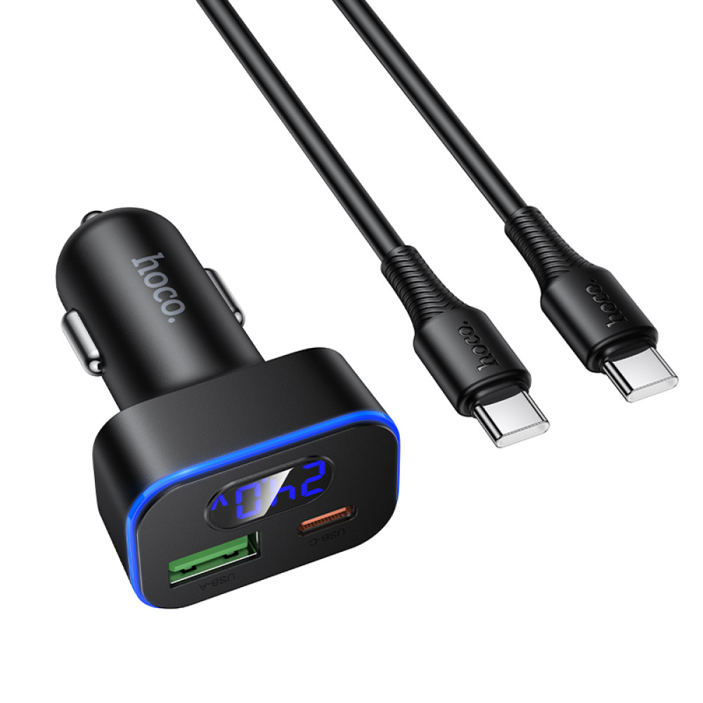 Автомобільний зарядний пристрій Hoco Z63B Barry PD30W+QC3.0 Type-C to Type-C
