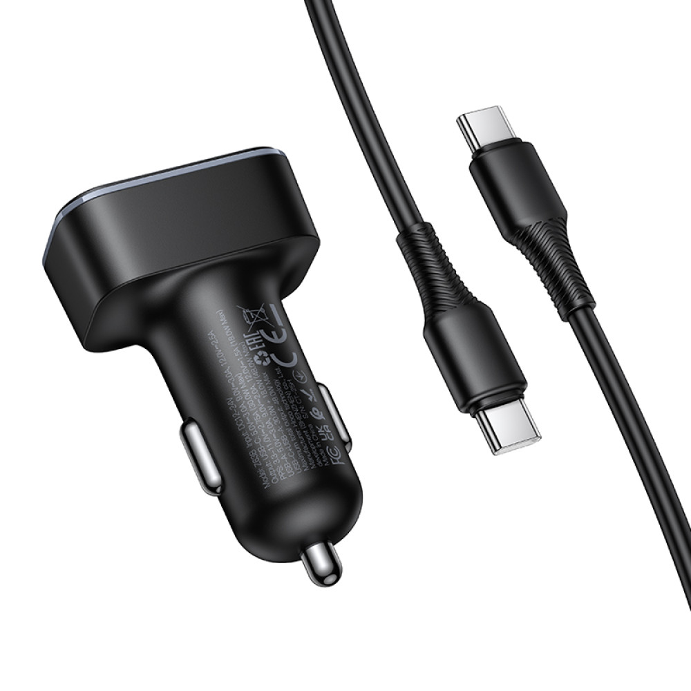 Автомобільний зарядний пристрій Hoco Z63B Barry PD30W+QC3.0 Type-C to Type-C