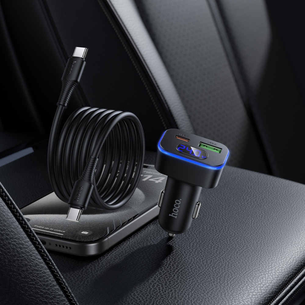 Автомобільний зарядний пристрій Hoco Z63B Barry PD30W+QC3.0 Type-C to Type-C