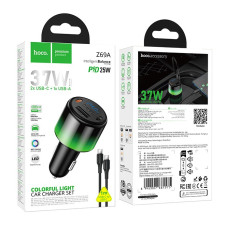 Автомобільний зарядний пристрій Hoco Z69A Vivido PD25W+12W Type-C to Type-C