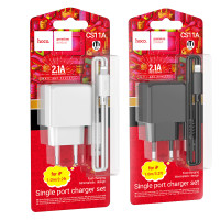 Мережевий зарядний пристрій Hoco CS11A Ocean 2.1A Lightning