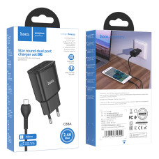 Мережевий зарядний пристрій Hoco C88A Star round 2.4A Micro
