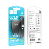 Мережевий зарядний пристрій Hoco C140A Smart QC3.0 Micro