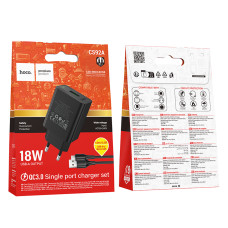 Мережевий зарядний пристрій Hoco CS92A Leader QC3.0 Micro