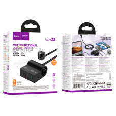 Мережевий подовжувач Hoco AC34 Win 2500W PD70W+QC3.0 2 розетки 1.5m