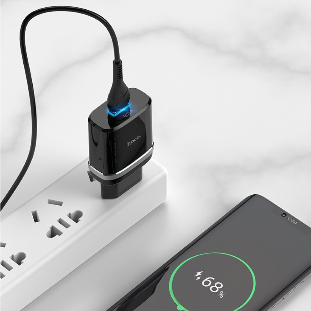 Мережевий зарядний пристрій Hoco C12Q Smart QC3.0 Type-C