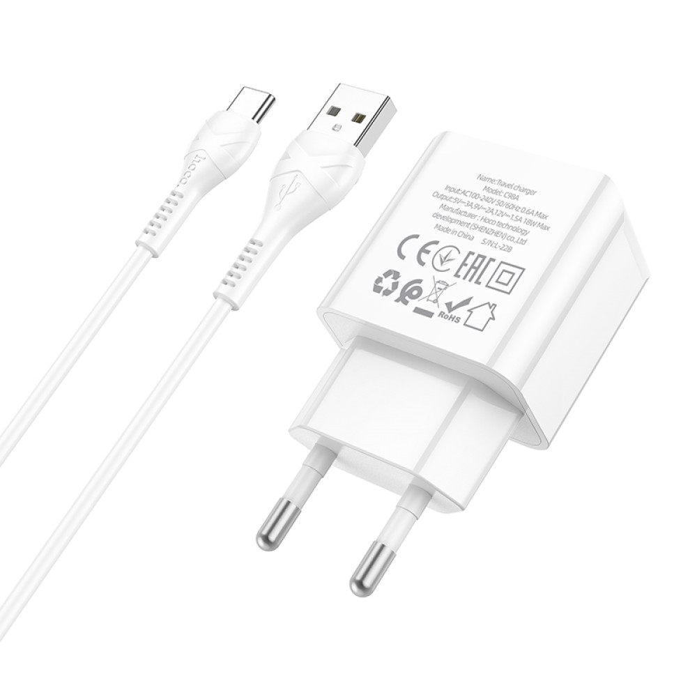 Мережевий зарядний пристрій Hoco C98A Proton QC3.0 Type-C